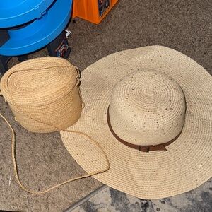 Fashion Nova Tan Crossbody Bag and Hat Set